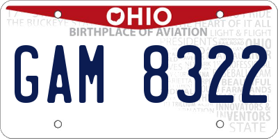 OH license plate GAM8322