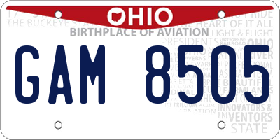 OH license plate GAM8505
