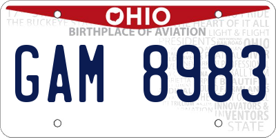 OH license plate GAM8983