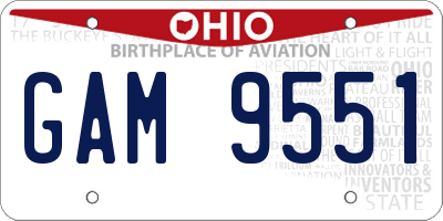 OH license plate GAM9551