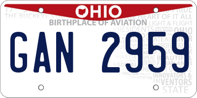 OH license plate GAN2959