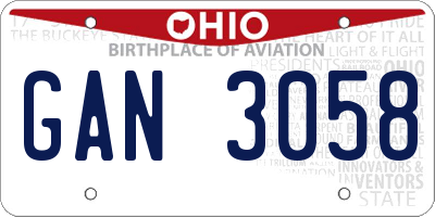 OH license plate GAN3058