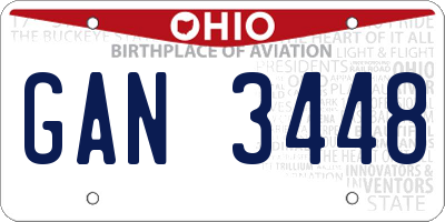 OH license plate GAN3448