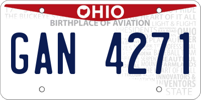 OH license plate GAN4271