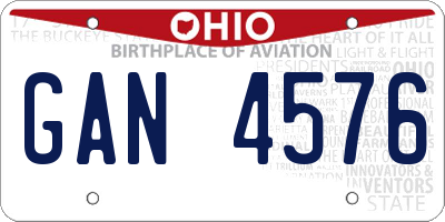 OH license plate GAN4576