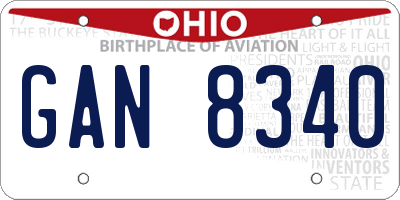 OH license plate GAN8340