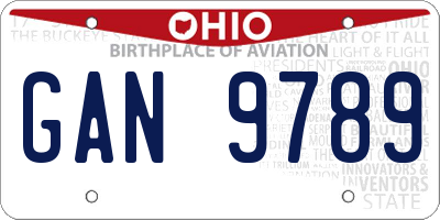 OH license plate GAN9789