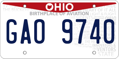 OH license plate GAO9740