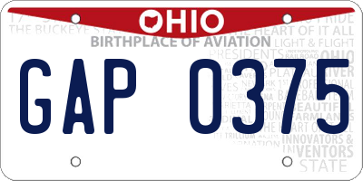 OH license plate GAP0375