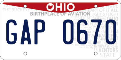 OH license plate GAP0670
