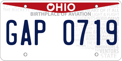 OH license plate GAP0719