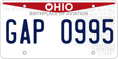 OH license plate GAP0995
