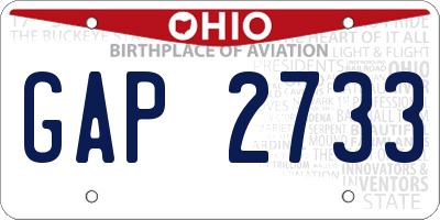 OH license plate GAP2733