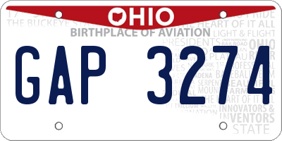 OH license plate GAP3274