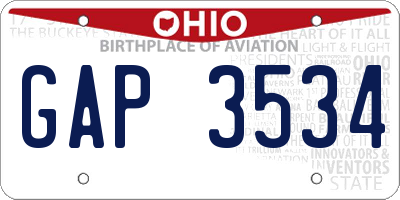 OH license plate GAP3534