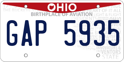 OH license plate GAP5935