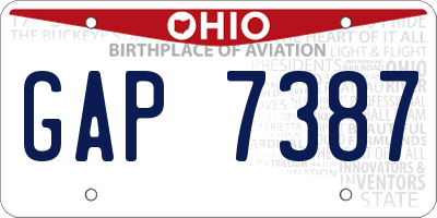 OH license plate GAP7387
