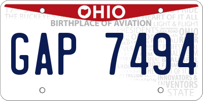OH license plate GAP7494