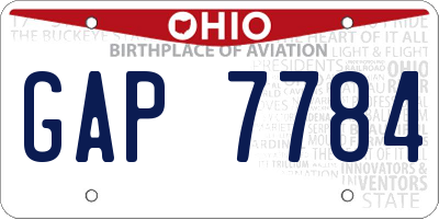 OH license plate GAP7784