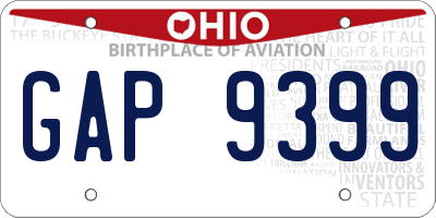 OH license plate GAP9399