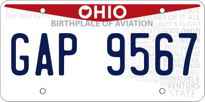 OH license plate GAP9567