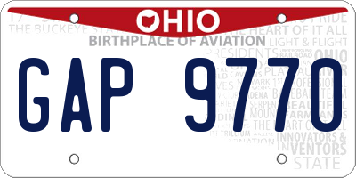 OH license plate GAP9770