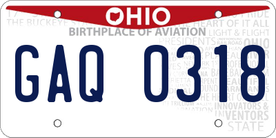 OH license plate GAQ0318