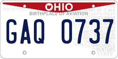 OH license plate GAQ0737