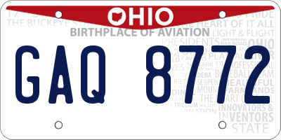 OH license plate GAQ8772