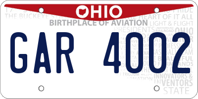 OH license plate GAR4002