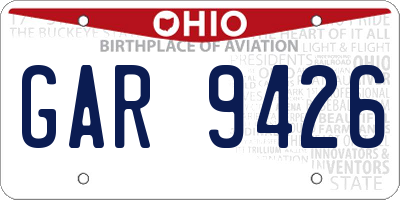 OH license plate GAR9426