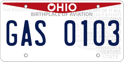 OH license plate GAS0103