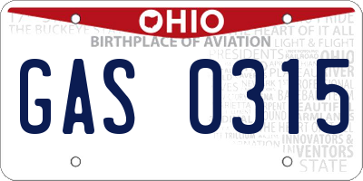 OH license plate GAS0315