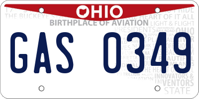 OH license plate GAS0349