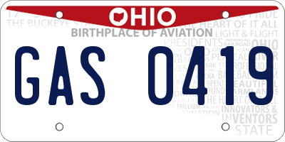 OH license plate GAS0419