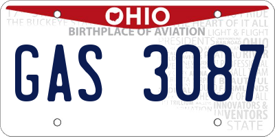 OH license plate GAS3087
