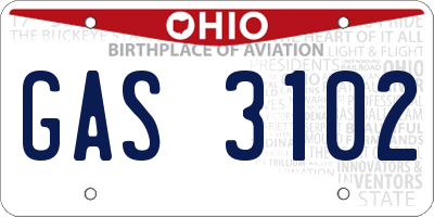 OH license plate GAS3102