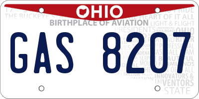 OH license plate GAS8207