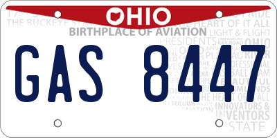 OH license plate GAS8447