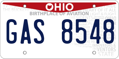 OH license plate GAS8548