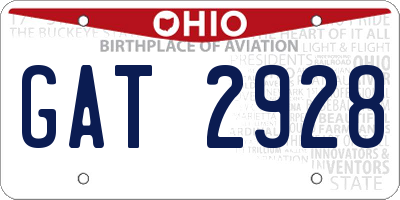 OH license plate GAT2928
