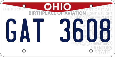 OH license plate GAT3608