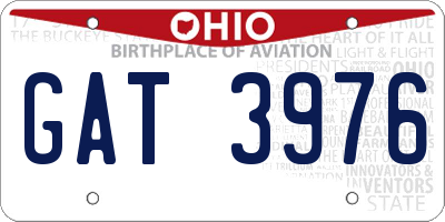 OH license plate GAT3976