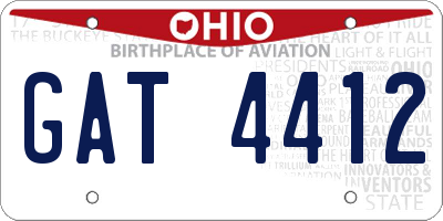 OH license plate GAT4412