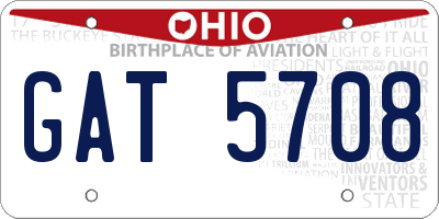 OH license plate GAT5708