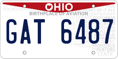 OH license plate GAT6487