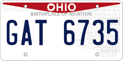 OH license plate GAT6735