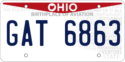 OH license plate GAT6863