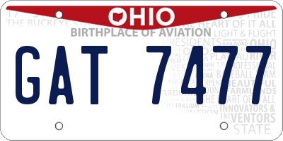 OH license plate GAT7477