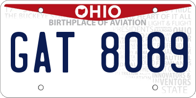 OH license plate GAT8089